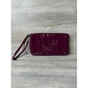 Coach Ashley Large Flap Wristlet Clutch, Violet Patent Leather, 2 Way Strap